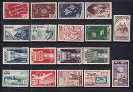 1952/1953 - MAROC - ANNEES COMPLETES Avec POSTE AERIENNE - YVERT N°315/326 + PA 84/93 * MLH - COTE 2022 = 59 EUR. - Neufs