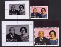 Tonga 1992 Proof X 2 + 2 Specimen - King Tupou And Queen -  Coronation - Shows Pearls - Pearl - Tonga (1970-...)