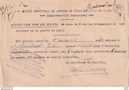 Comité National Secours Et D'alimentation NAMUR Pour Endants Moins De 3 Ans  Ne Fréquentant Ni Cantine Ni Goutte De Lait - 1914-18