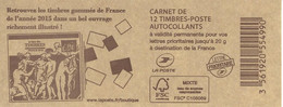 FRANCE - BOOKLET / CARNET, Yvert 851 C18- 2015 - Marianne De Ciappa, 12x TVP Red - Uso Corrente