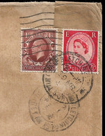 1954 GB - REUSED ENVELOPE 1 ½d FROM 1936 GEORGE V WITH ELIZABETH 2 ½d - CDS 1954 On GV 1 ½d - UNUSUAL - Covers & Documents