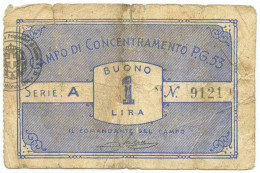 1 LIRA PRIGIONIERI GUERRA CAMPO CONCENTRAMENTO N. 53 URBISAGLIA 1939/1945 MB/BB - Altri & Non Classificati