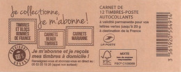 FRANCE - BOOKLET / CARNET, Yvert 858 C14- 2015 - Marianne De Ciappa, 12x TVP Green - Definitives