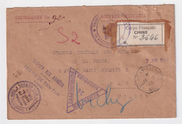 TRÉSOR AUX ARMÉES PAIERIE DE TIEN-TSIN (CHINE) TRANSMISSION SINGAPORE PASSED FOR - Franchise Militaire (timbres)