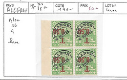 ALGERIE N° 28a ** BLOC DE 4 LUXE - Collections, Lots & Series