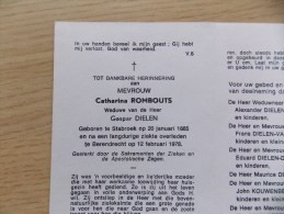 Doodsprentje Catharina Rombouts Staboek 20/1/1885 Berendrecht 12/2/1978 ( Gaspar Dielen ) - Religion & Esotericism