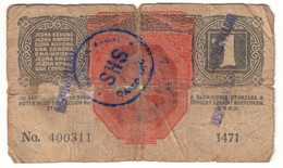 15 Vinarjev Stamp & SHS (Kingdom Of Slovens, Croats And Serbs) Overprint On 1 Krone 1916 - Joegoslavië