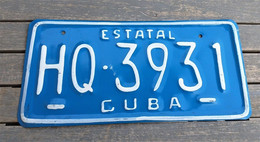 Targa Vintage Originale Metallica Di Cuba Modello Governativo Usata Rara Ottima - Plaques D'immatriculation