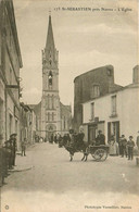 St Sébastien Sur Loire * Rue Et Vue Sur L'église * Attelage âne - Saint-Sébastien-sur-Loire