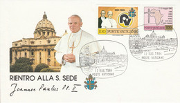 VATICAN RETOUR PAPE JEAN PAUL II  1984 - Macchine Per Obliterare (EMA)