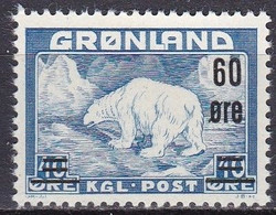 GL021- GREENLAND – 1956 – POLAR BEAR OVERPRINTED – YT # 28 MNH 15 € - Neufs