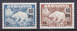 GL022- GREENLAND – 1956 – POLAR BEAR OVERPRINTED – SG # 37/8 MNH 125 € - Neufs