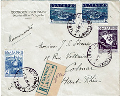 CTN74 - BULGARIE  LETTRE REC. 433 KUSTENDIL / COLMAR 11/10/1936 FERME LETTRE FOIRE DE PARIS 1935 - Brieven En Documenten
