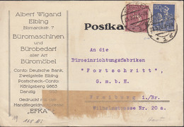 DR  158, 168 MiF, Geprüft, Auf PK Der Fa. Albert Wigand, Bürobedarf, Mit Stempel: Elbing 23.3.1922 - Infla