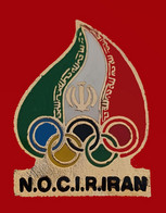 SUPER PIN'S COMITE OLYMPIQUE "République Islamique D'Iran - (CNO)" Email Base Or + Glaçage Format 2X1,5cm - Olympische Spelen