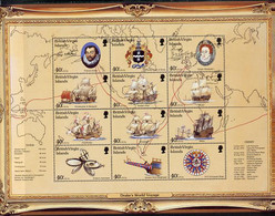 British Virgin Islands 1997 420th Anniversary Of Drake's Circumnavigation Of The World Perf Sheetlet Containing 12 Value - Iles Vièrges Britanniques