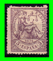 ESPAÑA.- (ALEGORÍA DE LA JUSTICIA) -&- SELLO AÑO 1874 COLOR VIOLETA - Used Stamps