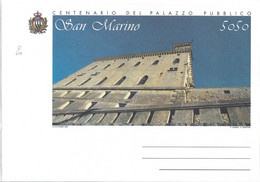 SAINT MARIN Entier Postal Ganzsache Enveloppe 1994 5050L Neuve Centenaire Palazzo Pubblico (2) - Entiers Postaux