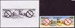 Tonga 1993 No Dope Or Drugs - ERROR First Proof With Value $2.50 But Should Be 60s As Shown By Issued Specimen Stamp - Drugs