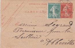 Carte Lettre Entier Postal à Abbeville - Cartes-lettres