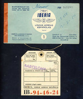 Billet D'avion Et Etiquette De Valise Vol Palma De Mallorca - Barcelona. 1951 (Ref. 114031) - Europa