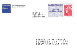 France, PAP, Beaujard Postréponse, Lettre Prioritaire 11P474, Fondation De France - PAP: Antwort/Beaujard