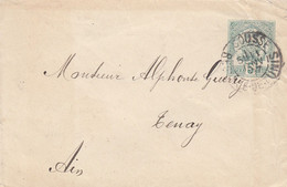 LETTRE. TUNISIE. 11 JANV 1897. ENTIER 5c. SOUSSE POUR TENAY AIN - Lettres & Documents