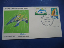 MASCOT 1975 Yvert 578/9 Independence Papua New Guinea FDC Cancel Cover AUSTRALIA - Premiers Jours (FDC)