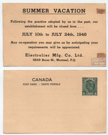 CANADA - MONTREAL / 1948 ENTIER POSTAL PRIVE - ELECTROLIER MFG Ltd (ref LE4585) - 1903-1954 Reyes