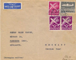 Curacao - 1948 - 4 Airmail Stamps On LP-cover From Norwegian Vessel Strinda Via Aruba To Flensborg / Deutschland - Niederländische Antillen, Curaçao, Aruba