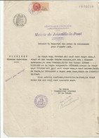 PZ /  LETTRE Ville MAIRIE  De JOINVILLE LE  PONT   1947   ACTE DE NAISSANCE Timbre Fiscal - Decreti & Leggi