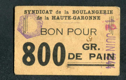 Jeton-carton De Nécessité Toulouse "Bon Pour 800gr De Pain - A.Bouché / Syndicat De La Boulangerie De Hte-Garonne" - Monétaires / De Nécessité