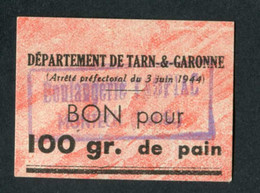 Jeton-carton De Nécessité  "Bon Pour 100 Gr. De Pain - Boulangerie Taupiac à Montech - Tarn-et-Garonne" - Monétaires / De Nécessité