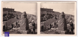 Sommet Du Puy De Dôme Observatoire Monument Aviateur Renaux 1911 Aviation Photo Stéréoscopique 12,8x5,8cm Avion A59-37 - Stereoscopic