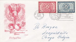 Enveloppe Cover FDC International Telecommunication Union New York To Léopoldville Congo Belge - Lettres & Documents