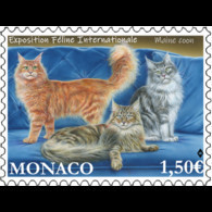 Monaco 2021 Cats MAINE COON Katzen Gatos Gatti Chat Pets Animals 1v Mnh - Unused Stamps