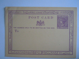 Ceylon Ceylan Post Card Stationery Stationary Entier Postal Queen Victoria 2 Cent - Ceylon (...-1947)