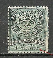 Turkey; 1881 Crescent Stamp 1K. ERROR "PIASTRI Instead Of PIASTRE" - Oblitérés