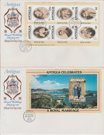 ANTIGUA  Lot  4  FDC Diff  + ( 12  "BEND & PEEL" IMPERF In 1 BOOKLET) ROYAL  WEDDING 1981 CHARLES + DIANA  Réf  639 T - Autres & Non Classés