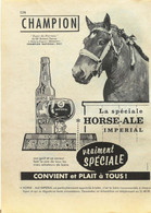 Publicité Papier Alcool Bière Horse Ale Cheval Août 1958 P1015907 - Publicités