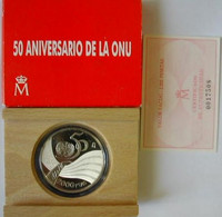 ESPAÑA 1995 - 2000 PESETAS DE PLATA - 50 ANIVERSARIO DE LA ONU - ESTUCHE ORIGINAL CON CERTIFICADO - 2 000 Pesetas