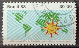 C 1319 Brazil Stamp 30 Birthday Customs Cooperation Council Map 1983 Circulated 1 - Gebruikt