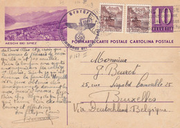 Suisse - Entiers Postaux - Carte Illustré Aeschi Bei Spiez - Censurée - De Fribourg Vers Bruxelles, Belgique - Entiers Postaux