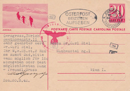 Suisse - Entiers Postaux - Carte Illustrée Arosa -  De Zürich à Wien - 30/03/1942 - Censurée - Interi Postali