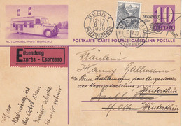 Suisse - Entiers Postaux - Carte Illustrée Automobil-PostBureau -  De Bern à Dulliken à Winterthur - 08/04/1939 - Exprès - Interi Postali