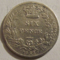 GREAT BRITAIN 6 Pence 1864 / Silver Genuine / Circulated / Die Number 5 / RARE - Otros & Sin Clasificación