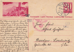 Suisse - Entiers Postaux - Carte Illustrée Castagnola - De Rienhen à Dresden - 23/11/1942 - Censuré - Postwaardestukken
