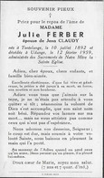 TONTELANGE ..-- Mme Julie FERBER , épouse De Mr Jean CLAUDY , Née En 1892 , Décédée En 1959 à UDANGE . - Attert