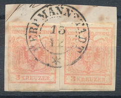 1850. Typography 3+3kr Stamp, HERMANNSTADT - ...-1867 Vorphilatelie