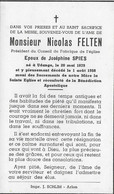 UDANGE ..-- Mr Nicolas FELTEN , époux De Mme Joséphine SPIES , Né En 1879 , Décédé En 1958 . - Arlon